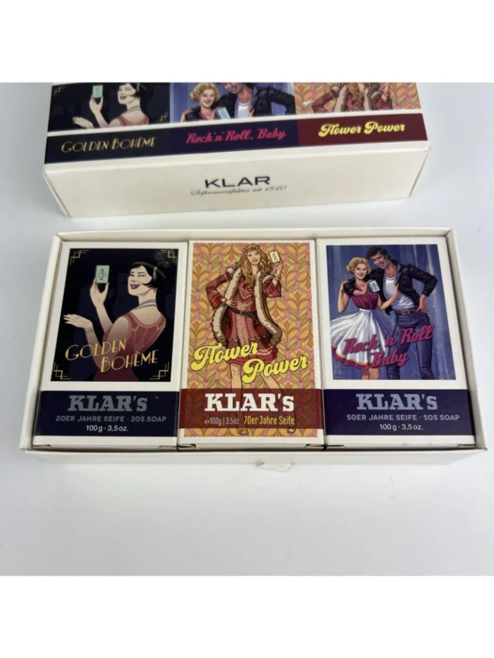 KLAR Retro Hand & Body Soap Gift Set 3 Pack Golden Boheme New